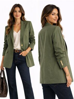 J.Crew Alfie Blazer Green Single Button Tailored Jacket Size 4